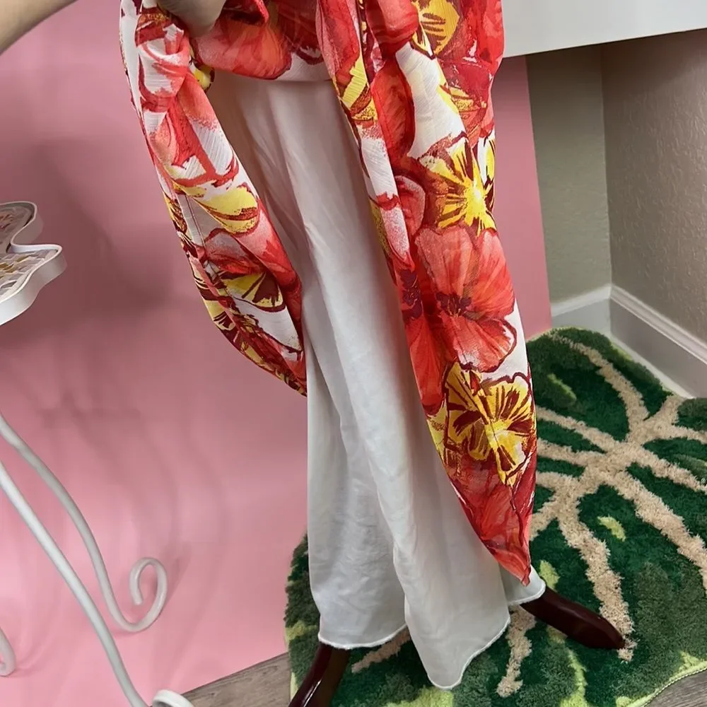 Xhilaration Strapless Tropical Fall Hibiscus Floral Maxi Summer Dress